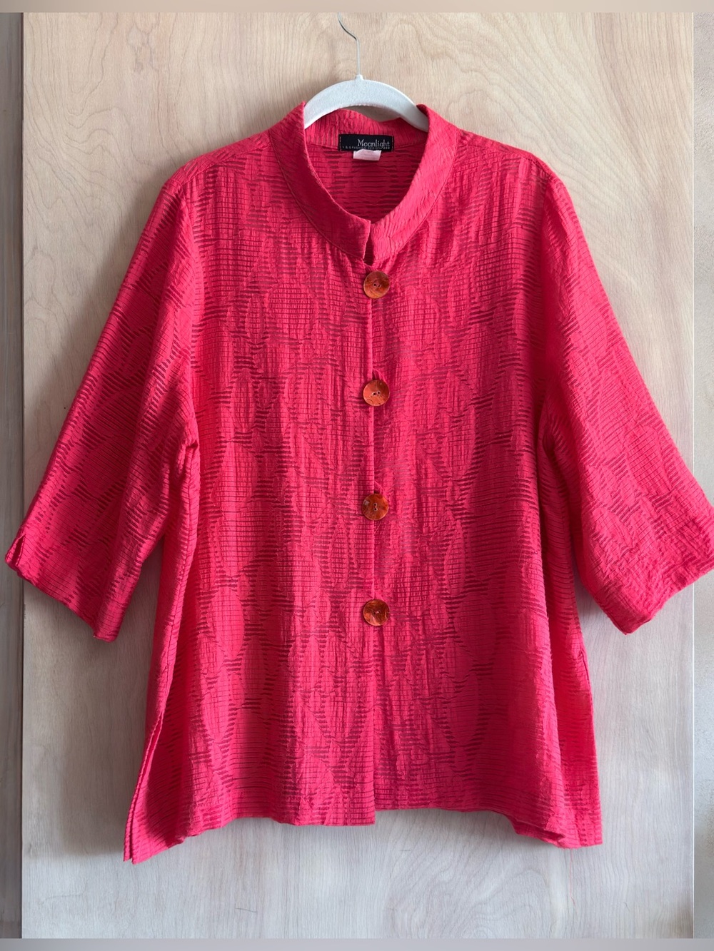 Moonlight Swing Jacket Top Coral Red Jacquard
Art to Wear Women’s M